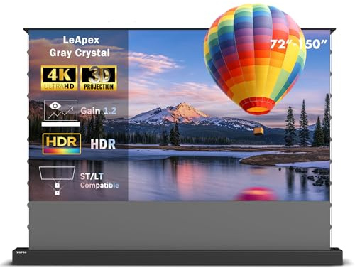 2023 Wupro New Electric Retractable Projector Screen Gray Crystal Fixed Frame Anti-Light Projection Device 4K HD Smart TV Screens 72 inch