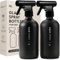 MaisoNovo Hair Spray Bottle Set of 2 - Black 500ml Glass Spray Bottle and Refillable Empty Spray Bottles - with 16 Labels