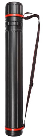 PATIKIL Extendable Poster Tubes, Expand from 30.3 to 53.1 with Strap, Art Document Storage Carry Tubes for Blueprints Drawings Artwork, Black