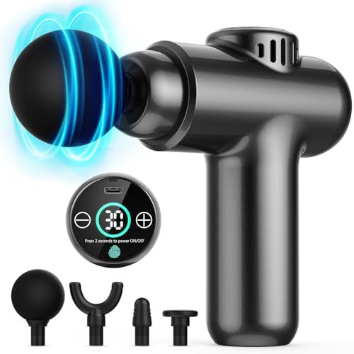 Pistolet de Massage, Lefity Mini Massage Gun, Pistolet de Massage Professionnel des Tissus Profonds, Masseur Portable, 30 Vitesses, écran Tactile LCD, pour Douleurs Musculaires et Raideurs