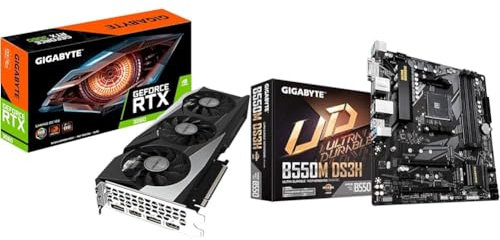 Gigabyte NVIDIA GeForce RTX 3060 Gaming OC V2 Graphics Card - 12GB GDDR6 & B550M DS3H Mainboard schwarz, único