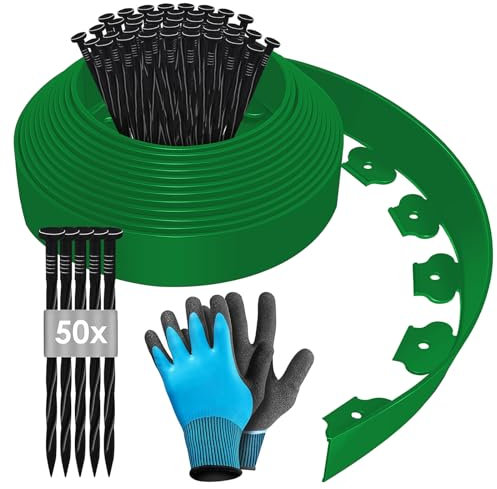 10m Bordure de Jardin Flexible, Hauteur 5cm Bordure Jardin Exterieur, Bordure Jardin Plastique, Bordurette de Jardin Flexible, Bordure de Pelouse, Bordure Tonte Bordure lit Palissade Décorative - Vert