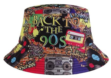 Manfnee Fashion Retro 80s 90s Bucket Hats Fashion Sun Cap Packable Outdoor Fisherman Hat für Frauen und Männer