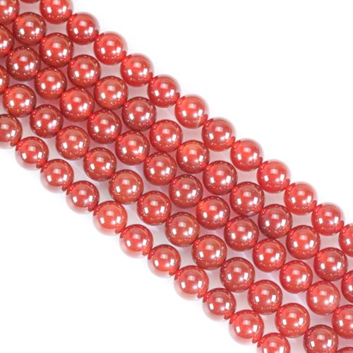 Ouubuuy Red Agate Crystal Beads, 8mm Round, 45pcs, Jewelry Making, DIY Crafts, Gifts