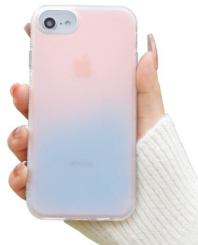 Dumkery Cute Case Compatible with iPhone 7 Case, Iridescent iPhone SE 2020 Case, Clear White iPhone SE 2022, iPhone 8, iPhone 6/6s Cases, PC and TPU Shockproof Cover for Girls Women