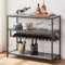 Mudmasa Weinregal Küchenregal Standregal Holz, 3 Ebenen Weinbäckerregal mit Glashalter, Metall, industrielles Weinregal für Küche, Esszimmer, Bar, Grau, Vintage 102x40x87.5cm