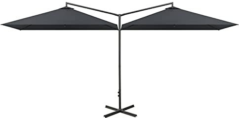 LAPOOH Sombrilla doble con palo de acero antracita 600x300 cm, Parasoles De Jardin, Sombrilla Piscina, Sombrilla Terraza Exterior, Parasol Playa, Sombrillas Para Jardin - 312556