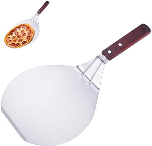 IVEOPPE Pizzaschieber Edelstahl Pizzaschaufel Pizzaheber - 16.5cm Pizza Schieber mit Griff aus Holz, für Hausgemachte Pizzen Backen Brot, Pizza Zubehör
