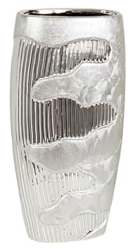 Romimex Vase, silberfarben, Keramik, 16 x 30 x 9 cm
