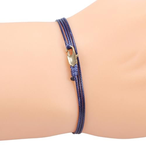 TRIPLE K&S Dünnes Wickel-Armband Herren & Damen mit Karabiner-Haken Verschluss Handmade - Maritimer Surfer Schmuck - Minimalistisches Stoff-Armband - 100% Wasserfest & verstellbar (Dark Blue)