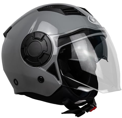 One by Camamoto | Casco Alfa 2.0 Jet/Demi-Jet per Moto e Scooter, Nardo Grey Lucido, Doppia Visiera, Omologato ECE R22-06, Taglia XL (60 cm)