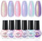 Modelones Nail Polish Set 6 Colors Silver Glitter Pink Nail Polish Set Quick Dry Purple Nail Varnish Finger Manicure DIY Nail Art Salon Home For Women