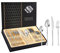 HOUSN Besteck Set Schwarz, Premium Edelstahl Besteckset 24-teilig, Besteck für 6 Personen mit Geschenkbox, Bestecksets mit Messer, Löffel und Gabel, Spülmaschinenfest,1