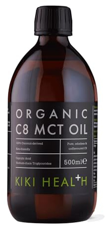 KIKI Health - Organic C8 MCT Oil - 100% Pure, Non-GMO, Cold-Pressed - Boosts Ketones & Metabolism - Supports Ketosis, Energy, Mental Clarity & Focus - Unflavoured & Odorless - 500ml