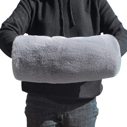 Mwqpgyh Manicotti per mani da 38 x 20 cm, per riscaldare le mani in inverno, borsa riscaldante per mani riscaldanti, guanti caldi per uomini e donne, anziani, in peluche peloso, guanti da polso,