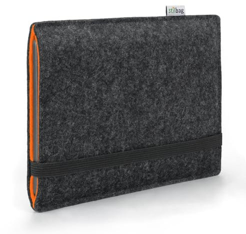Stilbag Finn Étui de protection pour liseuse Amazon Kindle Paperwhite 12 (2024) - Couleur : anthracite/orange - Fabriqué en Allemagne