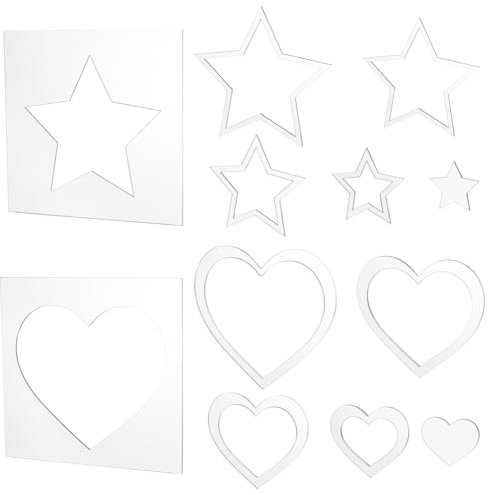 WEBEEDY 2 Styles Multi Star Heart Router Template for Adults Beginners Clear Acrylic Tracing Template Star and Heart Router Inlay Template for Woodworking DIY Craft Template(7.9x7.9x0.24 inches)