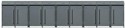 Westmann Mülltonnenbox Moderna 9 | Metall Mülltonnenverkleidung für 9x240 L Tonnen | Stahl pulverbeschichtet | Anthrazit | Höhenverstellbar & mit Gasdruckfedern