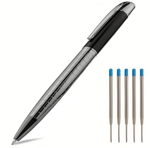 belesi Premium Kugelschreiber Set | 5 Ersatzminen | Elegantes Metallgehäuse | Silber Hochglanz | Ideal für Business & Geschenke