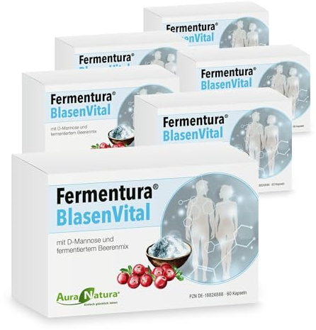 Fermentura BlasenVital, D-Mannose Cranberry-Extrakt für Blasenentzündungen | Natürliche Unterstützung bei Blasen- & Harnwegsproblemen | 360 Kapseln, 6er-Pack | Vegan