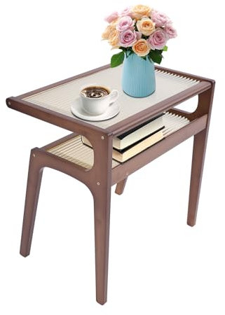 BJTDLLX Couchtisch Beistelltisch Rechteckig Glastisch Wohnzimmertisch, 2 Etagen Tischplatte Glastisch Beistelltisch Couch, Sofatisch Nachttisch für Wohnzimmer, Tragfähigkeit 10kg, 54 x 37 x 40cm