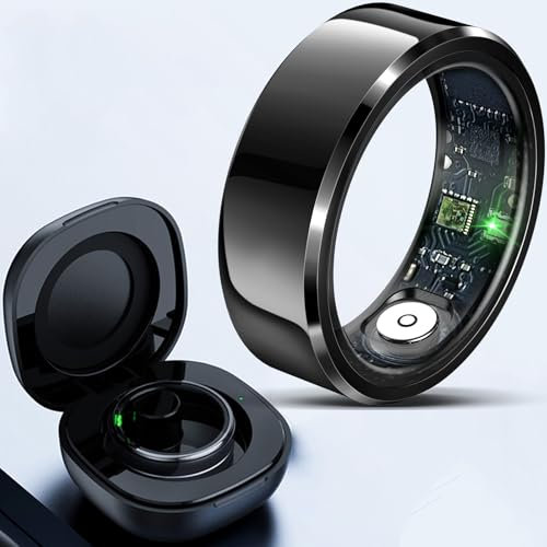 TITKBOW Ring, Intelligenter Ring Mit Gestensteuerung, Fingerkontrolle Spiele, KalorienTracker Fitness Schlaftracker, wasserdichte IP68, Sportring Kompatibel mit IOS Android (Schwarz, 8)