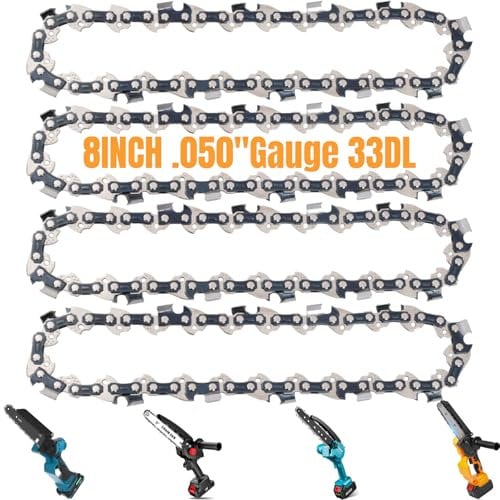 Eyoloty 4-Pack 8 inch Mini Chainsaw Chain for 8(20cm) Bar, 33 Drive Links, 3/8 LP Pitch, .050 Gauge, Replacement Mini Chain Blades Fit for LUX, Bosch, Einhell, Greenworks, Ryobi, Alpina and More