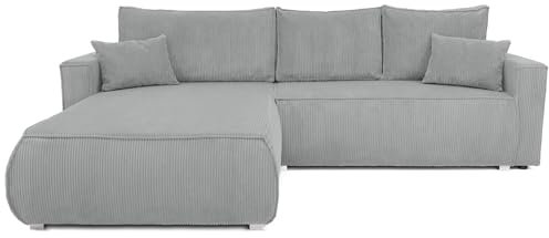BROMARKT Sofa mit Schlaffunktion Couch L polsterreiniger Sofa Bettkasten Schlafsofa für Wohnzimmer Couch freistehend Havana Relaxsofa 3 sitzer 270x173x80 cm Hellgrau