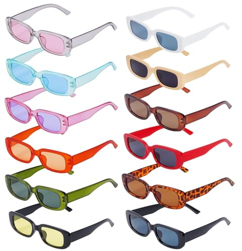 Gkhlg 12 Paar Partybrille Sonnenbrille Set Bunte Sonnenbrillen Einteiliges Design Lustig Partybrille für Erwachsene Festival Geburtstag Karneval Strandparty Poolparty Feier