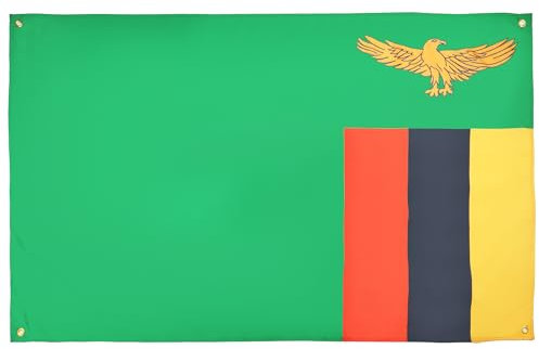 AZ FLAG Bandiera Zambia 150 x 90 cm con 4 occhielli, bandiera Zambiana per balcone o parete