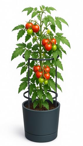 Dynamic24 Pflanzkübel mit Rankhilfe Anthrazit – robuster Pflanztopf für Tomaten & Gemüse, UV-beständig & wetterfest, Anzuchttopf, Tomatenturm, Pflanzgefäß (1)