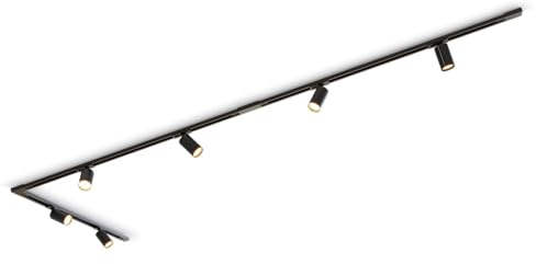 CALEX Smart Schienensystem Beleuchtung, 3 Meter, Inklusive 6 Smarte GU10 Spots, Aufbauleuchte, Matt Schwarz, 1-Phasen