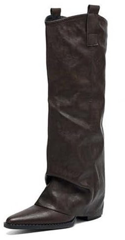 Generisch 2026 - Stivali alti al ginocchio con punta a punta tacco spesso per stivali sopra il ginocchio versatili alla moda, marrone, 38 EU