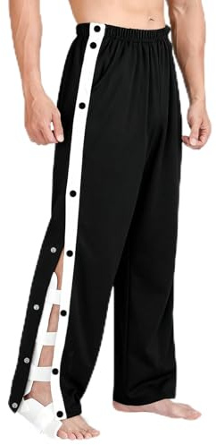 BSBUY Reha Hose Herren Trainingshose mit Seitlich Verstellbar Elastisches Band Sweathose Joggers Unisex Jogginghose Damen Lässig Sportswear mit Tasche Freizeithose für Senioren Pflegebedürftige