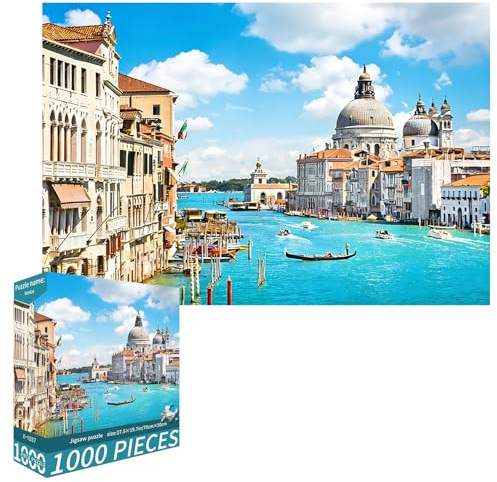 Venice Puzzles 1000 Pieces for Adults jigsaw puzzles for adults 1000 Piece Puzzle Challenging Game for The Whole for Women, Gifts for Women Men, Puzzle Game for Family Fun, Birthday, Party (D)