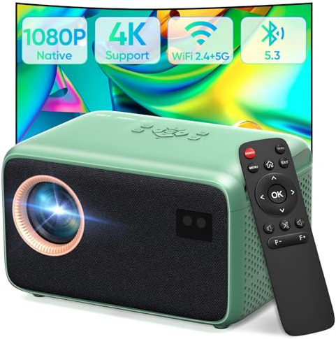 NUTROMO Projector with Wifi and Bluetooth, Native 1080P Portable Mini Projector 4K Support, E-Focus & Auto Keystone Projector for Bedroom/Home/Outdoor, Compatible with Smartphone/HDMI/USB/TV Stick