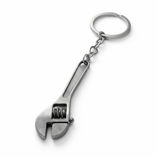VEOWOO Spanner Keyring – Mini Adjustable Wrench Keychain Bag Charm for Women,Tool Key Rings Gifts for Engineers, Friends, Family - Silver Gray