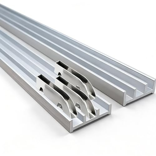Schiebetürbeschlag 3-fach Set, Dreifach-Laufschiene für Glas Holztüren 3-5mm, Aluminium Schiebetürschiene für Kleiderschrank Vitrine Küche, Heavy Duty Schiebetürsystem(110cm/43)