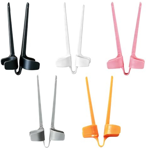 Finger Chopsticks, Multicolor Reusable Finger Chopsticks for Snacks, 5Pcs | Food-Grade Plastic Chopsticks, Ergonomic, Reusable, 5-Pack, Suitable for Snacking, Gaming, Beginners
