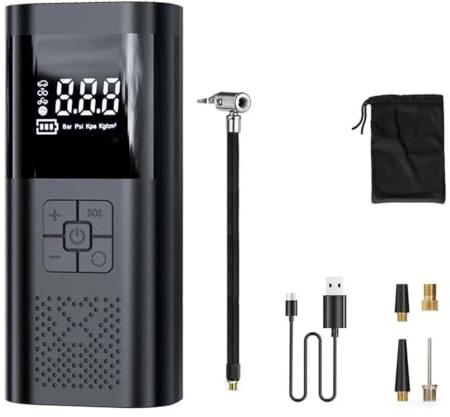 LCQSYE Compressori Portatili Pompa d'Aria Wireless, Compressore d'Aria Portatile, Pompa d'Aria Elettrica per Auto, Moto E Biciclette, Gonfiatore. Compressore Aria Portatile(Black)