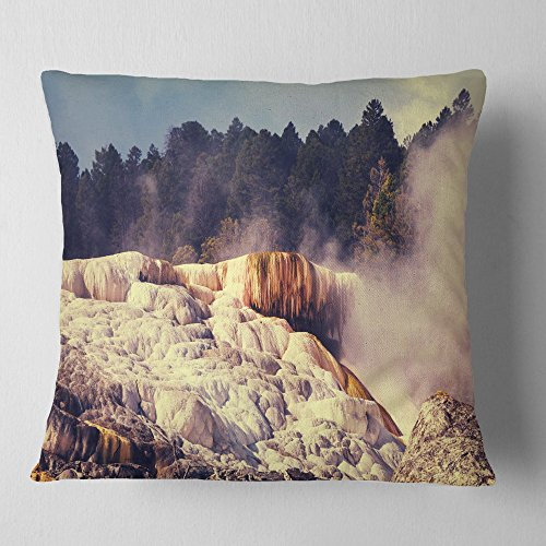 Designart Mammoth Kissenbezug für Wohnzimmer, Sofa, Motiv: heiße Quellen, Landschaft, Bedruckt, 40,6 x 40,6 cm