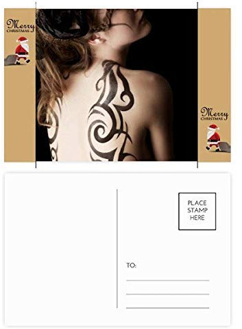 Tätowierung Brunette Beauty Body Painting Girl Santa Claus Geschenk Postkarte Dankeskarte Mailing 20 Stück
