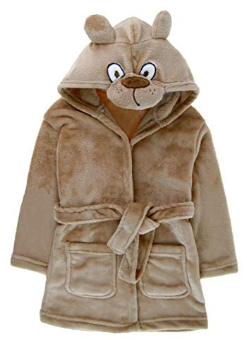 Strong Souls Boys Novelty Hooded Dressing Gown Brown Dog 5-6 Years