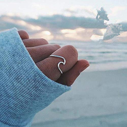 DIVISTAR Silber-Wellen-Ring für Damen und Mädchen