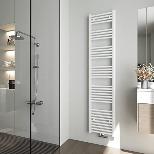 Heilmetz Badheizkörper 180 x 40 cm Weiß Handtuchtrockner 618 Watt Leistung Heizkörper Bad Mittelanschluss Handtuchheizkörper