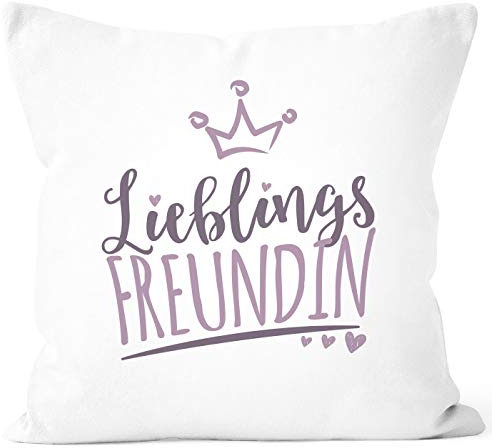 MoonWorks® Kissenbezug Kissenhülle Lieblings Freundin/Schwester/Mama/Mensch mit Krone Geschenk Lieblingsperson Freundin weiß Unisize