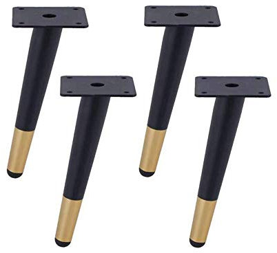 WaiMin 4 * pieds de meubles coniques obliques, or noir en fer forgé pieds de support canapé table basse armoire TV, salle de jambes meubles armoire armoire, pieds de table (Size : 150mm(5.9in))