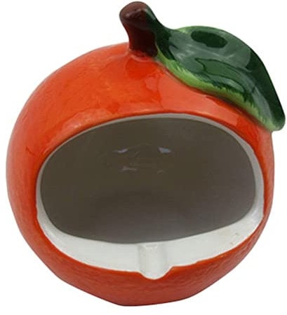 Balacoo Hamster Cooling Nest Apple Shaped Ceramic Pet House Small Animals Summer Bed Cage Supplies for Chinchilla Rat Gerbils Small Animal(Orange)