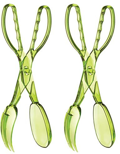 HIC Kitchen Salad Tongs, Hinged Design, Detachable Fork and Spoon, Set of 2