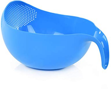 Mintra Home Passoire à Riz - Plastique Incassable - Réutilisable, sans BPA - Égoutter le Riz, Pâtes, Légumes, Fruits - Convient au Micro-Ondes/Lave-Vaisselle (Bleu)